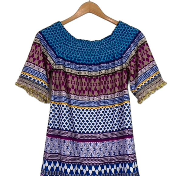 Trina Turk Emilia Dress Colorful Fringe Trim Beach - Picture 3 of 14